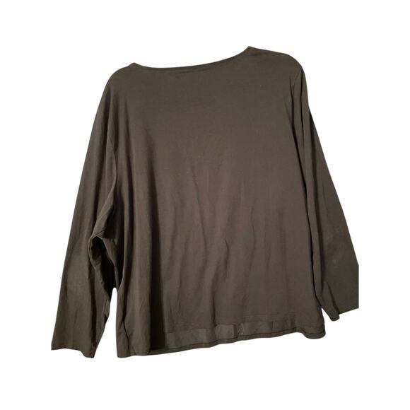 Ellen Tracy 3X Black Copper Studded Neckline Tee Cotton Stretch Top - Picture 5 of 6
